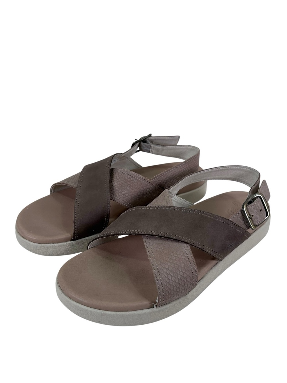 KEEN Elle Luxe Cross Strap Sandals Women’s 9.5 Plaza Taupe Brindle Leather